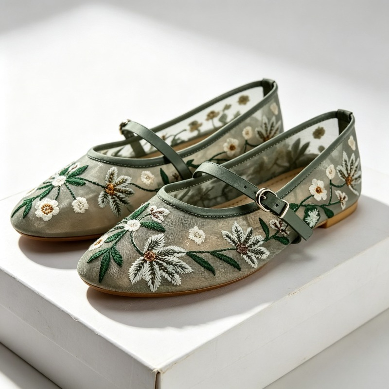 Ethnic Fashion Design - Mesh Geborduurde Vrije Tijd Ballet Flats