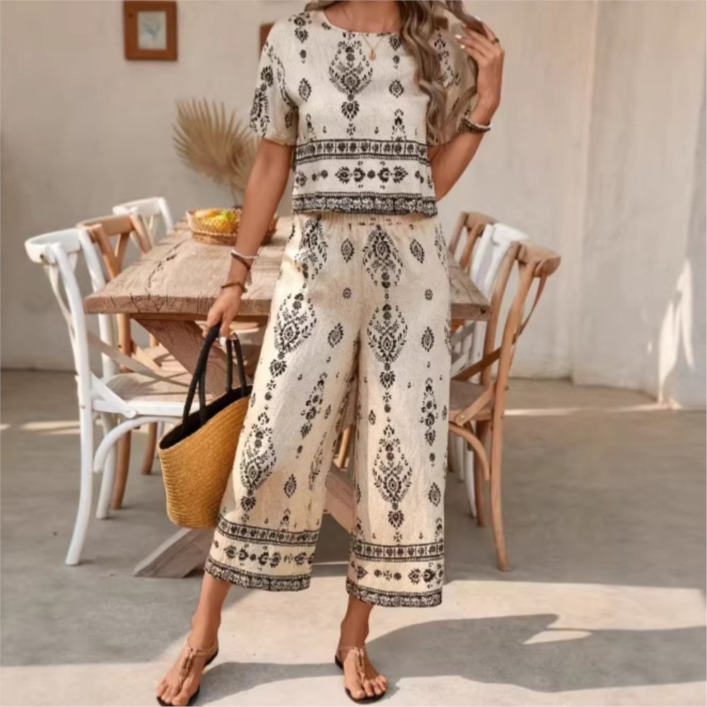 New Ethnic Fashion - Mode Etnische Retro Geprint Korte Mouwen