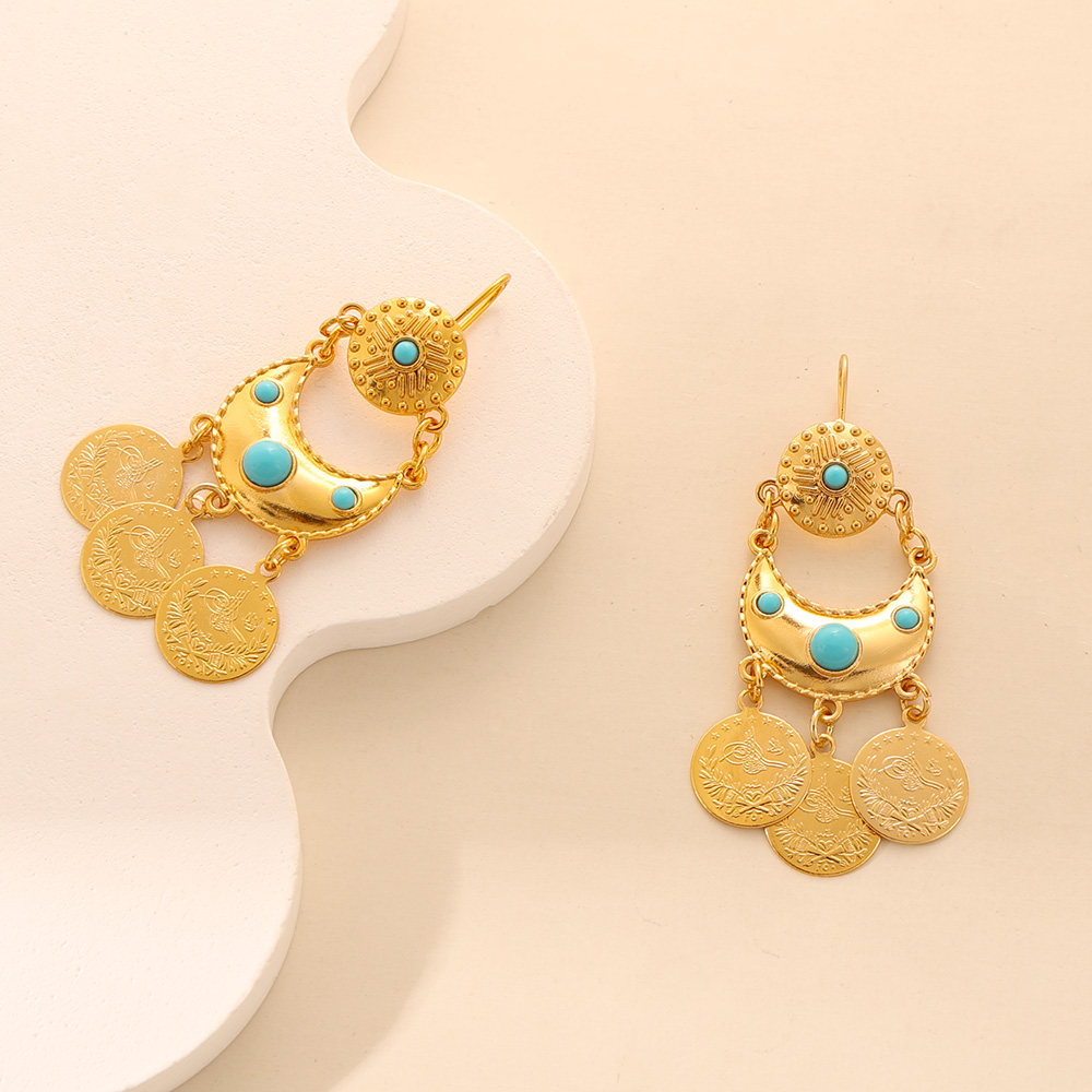 Ethnic Fashion Co In - KDE Arabische luxe gouden munt-oorbellen met