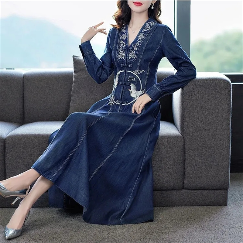 Ethnic Fashion Design - Etnische stijl Enkelrijig gespsluiting Retro Jurk