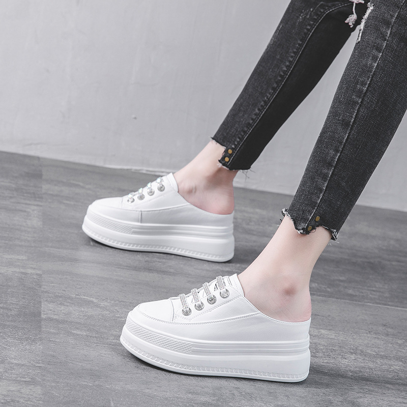 Ethnic Modern Fashion - Mode 8,5 cm echt leer damesslipper