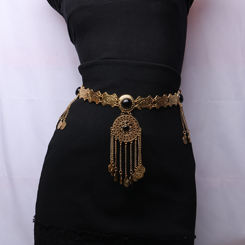 Ethnic Fashion Co In - Etnische stijl ingelegde turquoise legering tailleketting