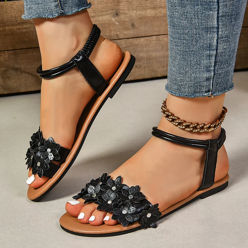 Bloemdecoratie Platte sandalen - Ethnic Fashion Women recensie en prijs